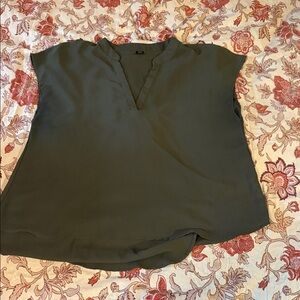 SHEIN Olive V-Neck Blouse
